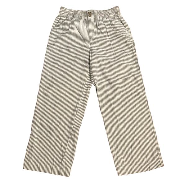 Marine Layer Size S Elle Relaxed Crop Pants Ankle Cream Shadow Stripe Pockets - Picture 3 of 6